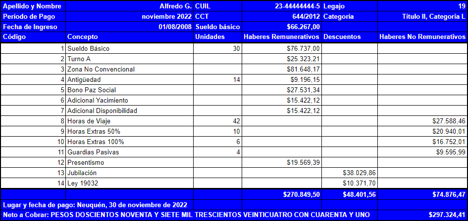 RECIBO CCT 644 2012